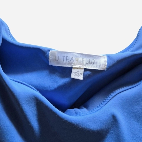 Blue Ultra Flirt Athletic Romper Scoop Neck Dress Size L - Picture 2 of 4